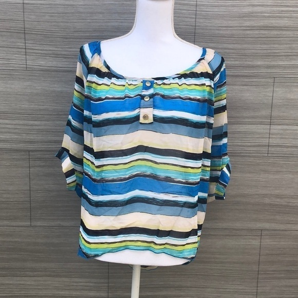 Poetry striped batwing style blouse Size Medium - Picture 3 of 9